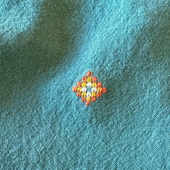 Roark Teal Button-Down Shirt with Orange Pattern - Picture 5 of 5